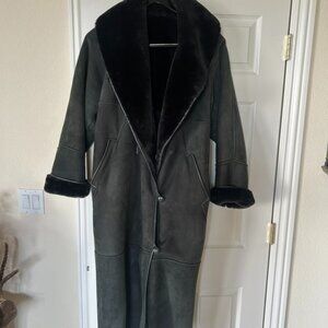 Lyn Leather Full Length Shearling Coat/Genuine Sheepskin/Vintage Luxury/M-L
